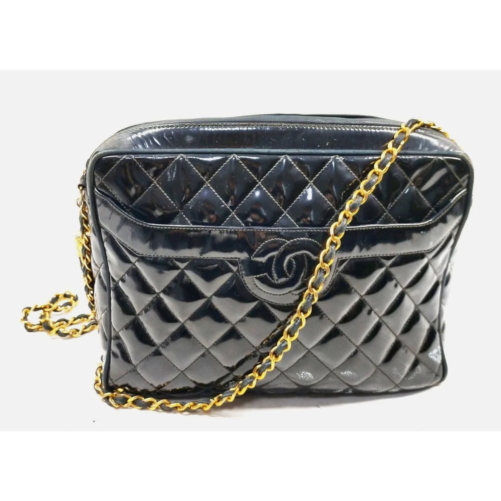Chanel Quilted Patent Leather Camera Bag